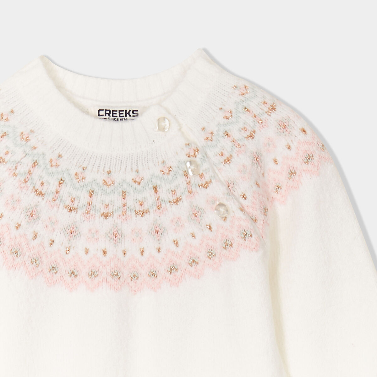 Ensemble robe pull et collants Creeks blanc b&eacute;b&eacute; fille