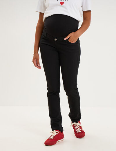 Pantalon slim grossesse avec bandeau noir femme maternit&eacute;