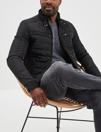 Blouson droite zippée noir homme