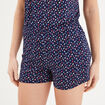 Bas de pyjama short liseré dentelle bleu marine femme