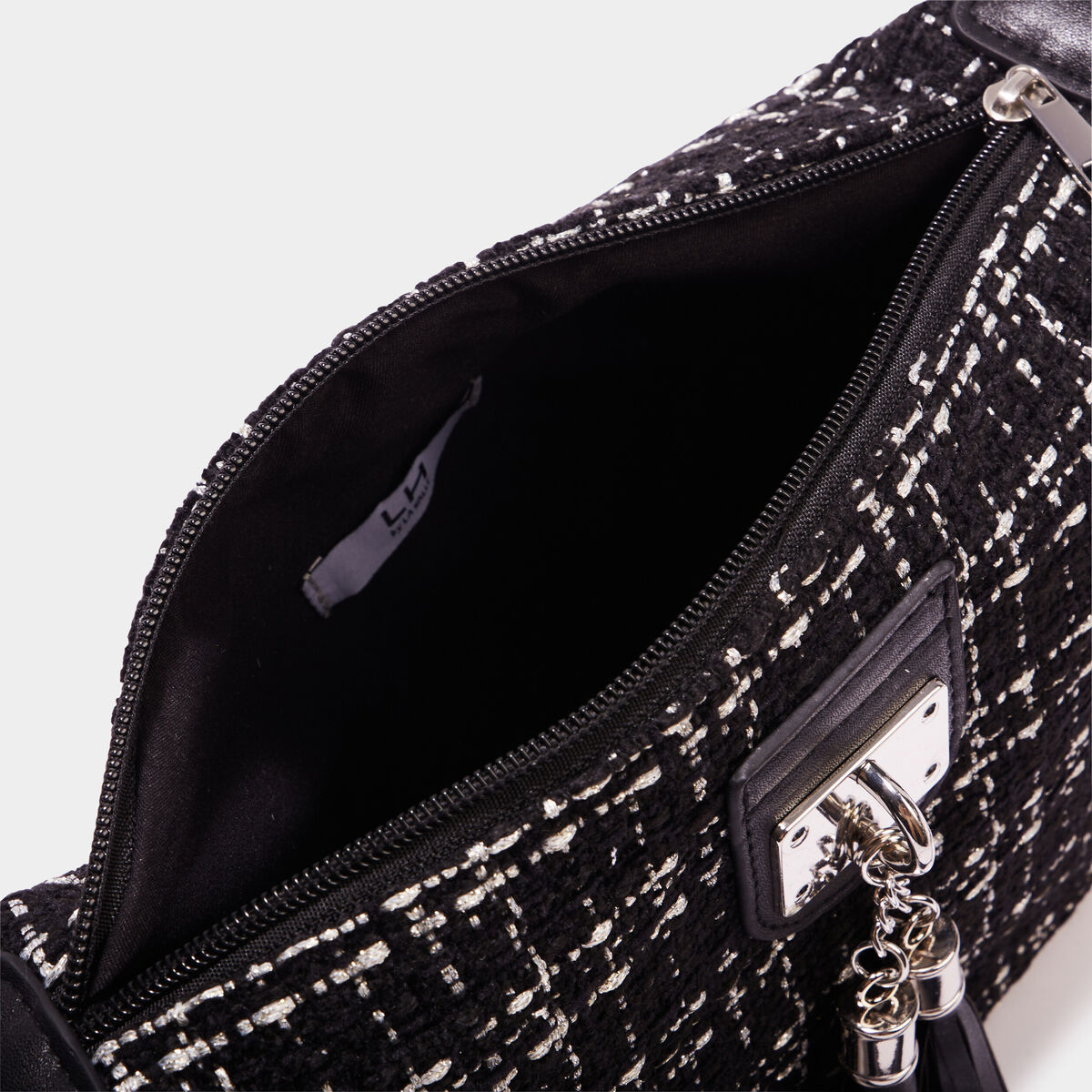Sac en bandoulière avec pampilles noir femme