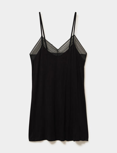 Nuisette col V courte avec dentelle noir femme