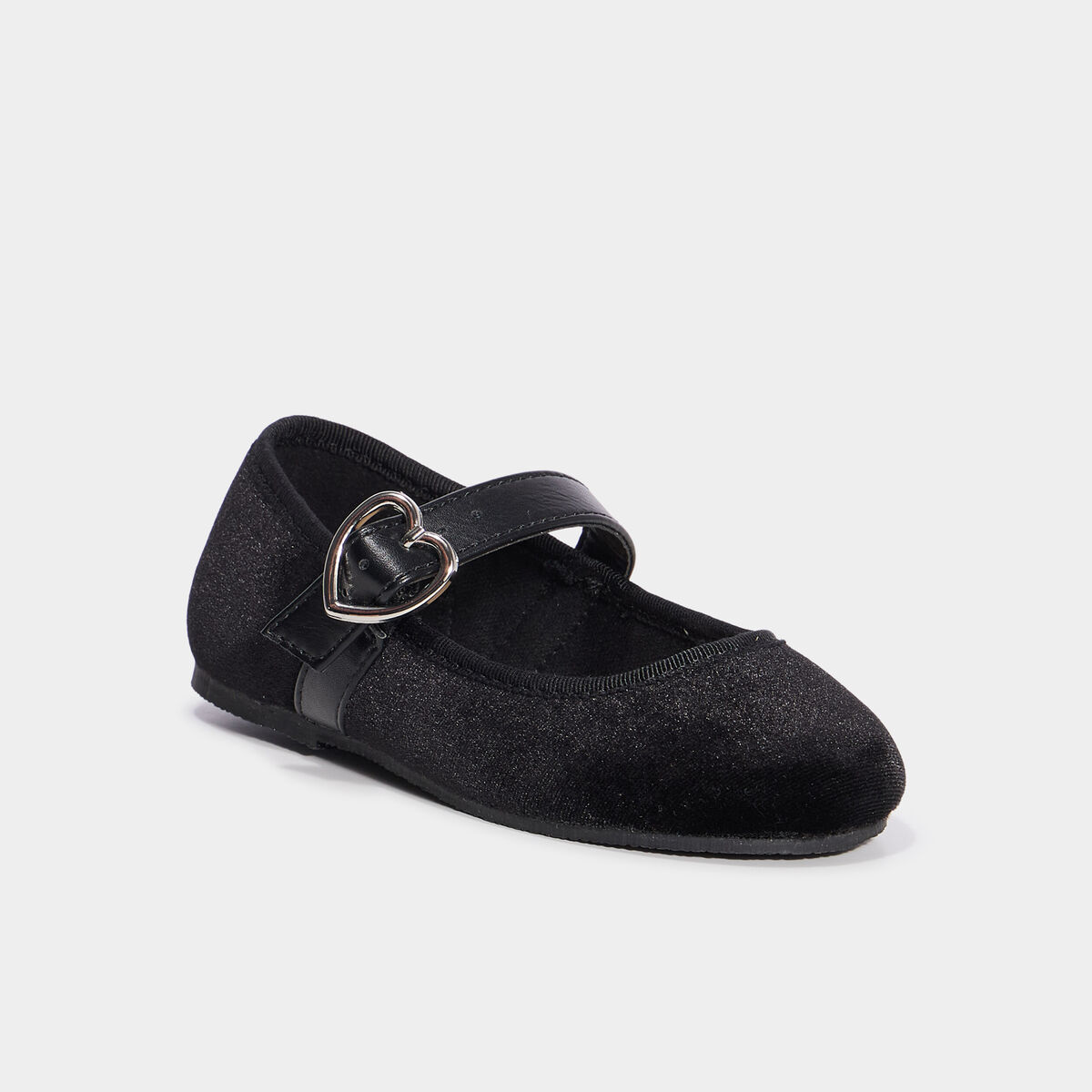 Ballerines effet velours noir fille