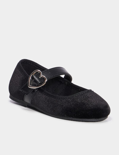 Ballerines effet velours noir fille