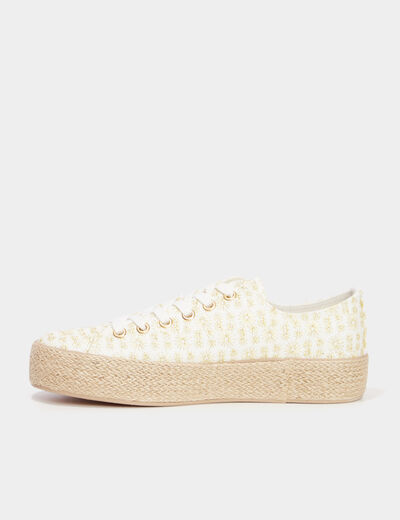 Tennis basses semelles en corde blanc femme