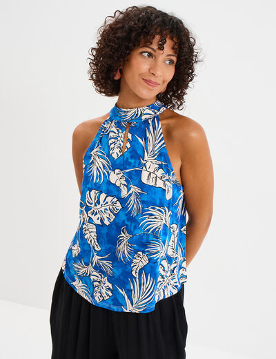 Débardeur encolure américaine bleu electrique femme