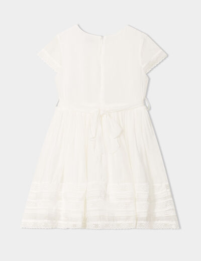 Robe ceinturée avec dentelle Creeks blanc fille