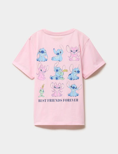 T-shirt &agrave; manches courtes coton Stitch rose fille