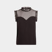 Blouse plumetis habillée sans manches noir femme