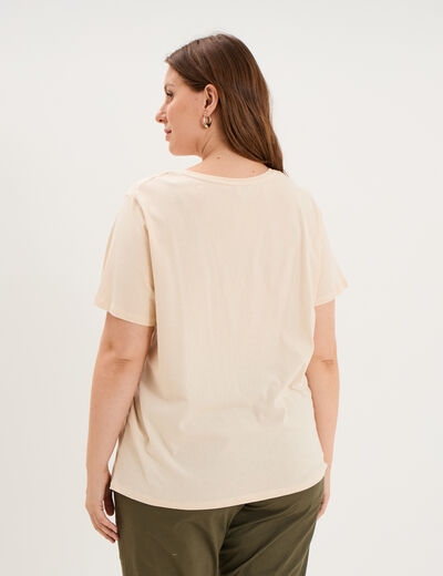 T-shirt manches courtes col rond coton ivoire femme grande taille