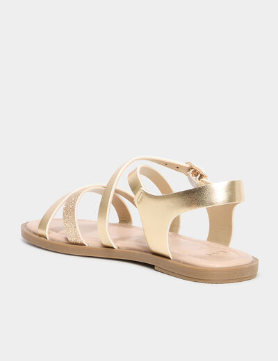 Sandales à brides croisées jaune or fille