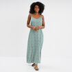 Robe longue droite fluide à bretelles vert turquoise femme