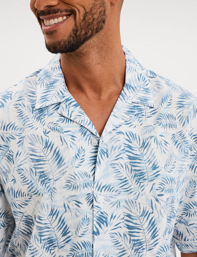 Chemise en coton manches courtes bleu homme