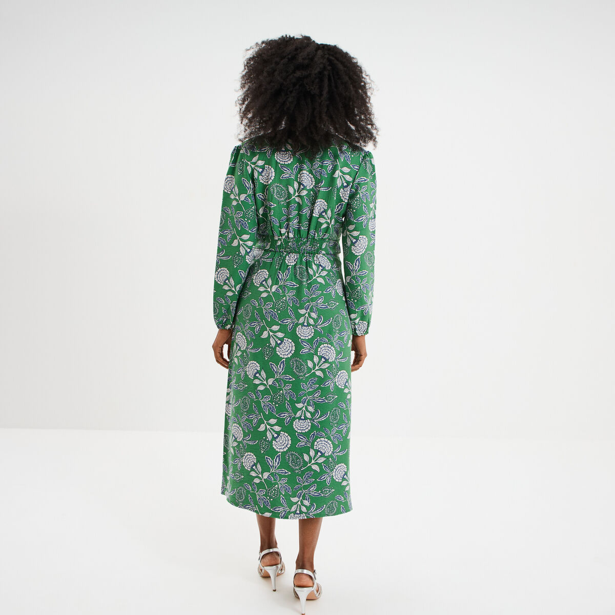 Robe longue empire manches longues vert menthe femme