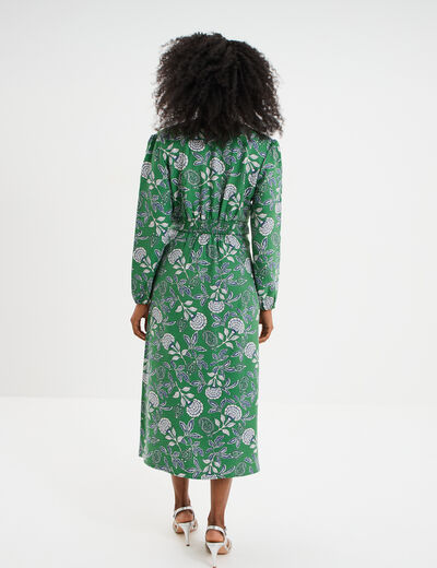 Robe longue empire manches longues vert menthe femme