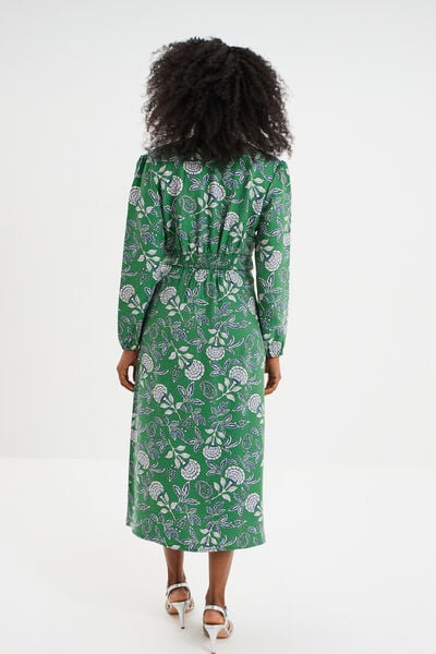 Robe longue empire manches longues vert menthe femme