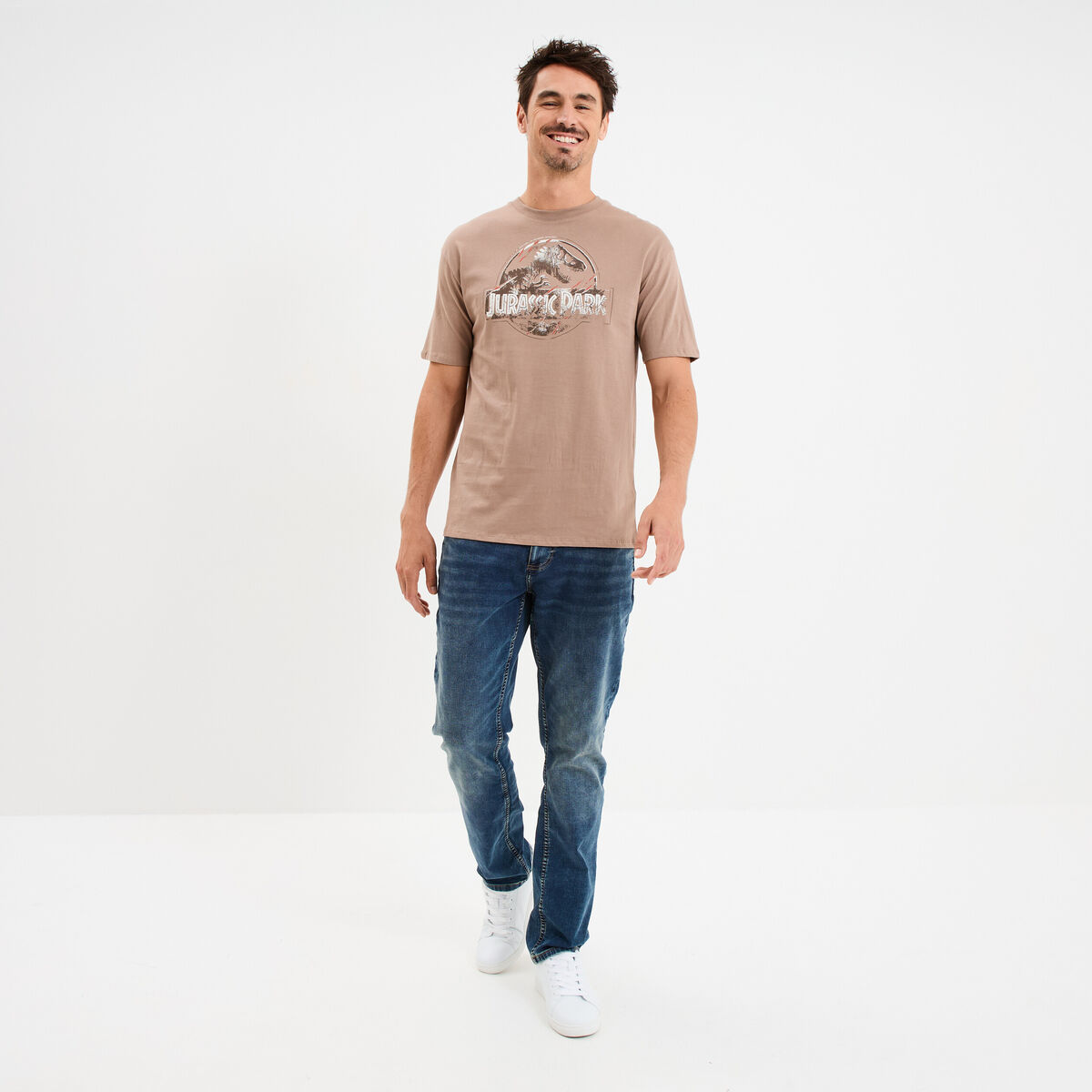 T-shirt manches courtes Jurassic Park marron homme