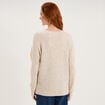 Pull col en V manches longues ecru femme