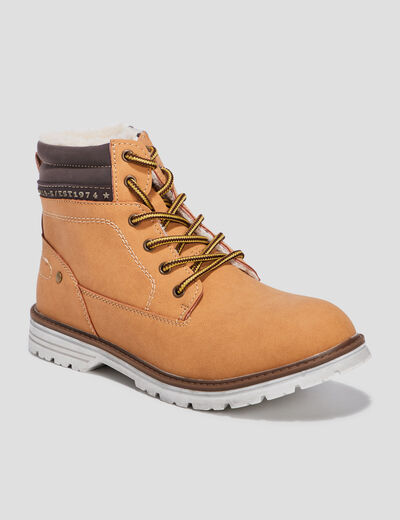 Bottines fourrées crantées camel garçon
