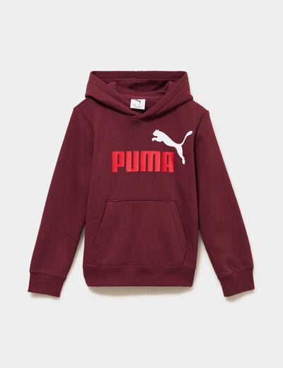 Sweat hoodie 1 poche &agrave; capuche Puma bordeaux gar&ccedil;on