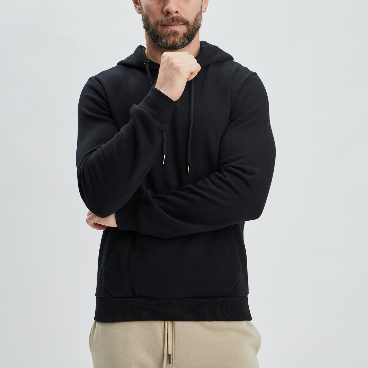 Sweat molleton &agrave; capuche hoodie noir homme