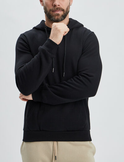Sweat molleton à capuche hoodie noir homme