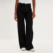 Jean large taille haute coton denim noir femme