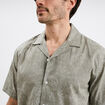 Chemise en coton manches courtes vert kaki homme