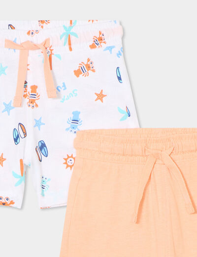 Lot de 2 shorts coton blanc bébé garçon
