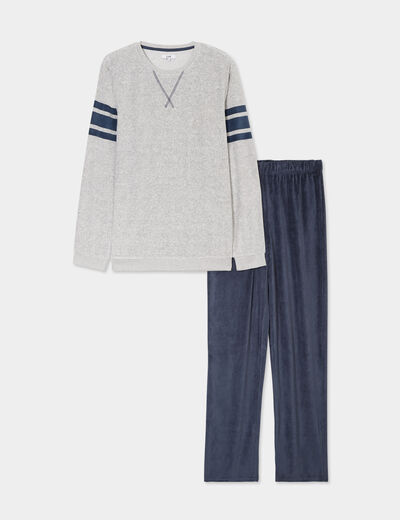 Ensemble pyjama 2 pièces gris homme