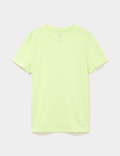 T-shirt de sport droit manches courtes jaune fluo femme