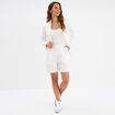 Short large avec pinces blanc femme
