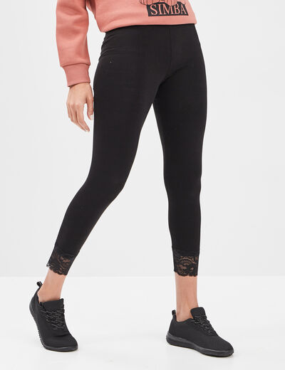 Legging 7/8ème avec dentelle noir femme