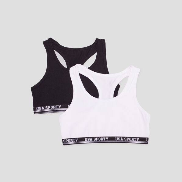 Lot 2 brassières sans coques dos nageur noir fille