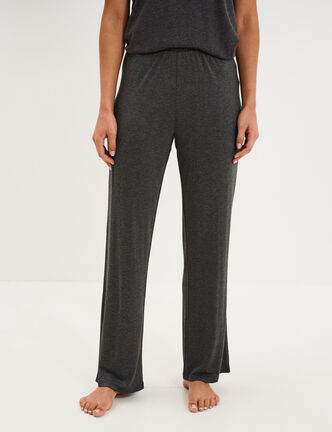 Pantalon fluide taille &eacute;lastiqu&eacute;e gris fonc&eacute; femme
