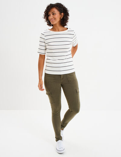 Pantalon cargo skinny 7/8ème Liberto vert kaki femme