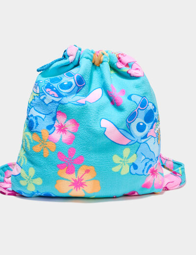 Serviette sac de bain 2-en-1 Stitch bleu turquoise fille