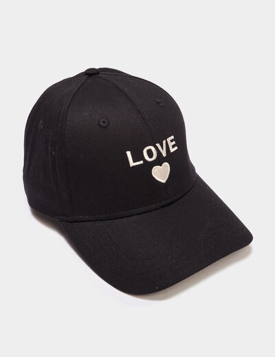 Casquette brodée coton noir femme