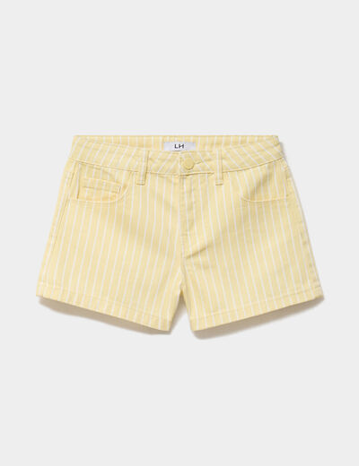 Short ajust&eacute; 5 poches coton jaune fille