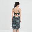 Robe longueur genou détail noeud dos noir femme