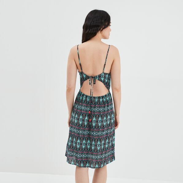 robe longueur genou detail noeud dos noir femme Robe longueur genou détail noeud dos noir femme