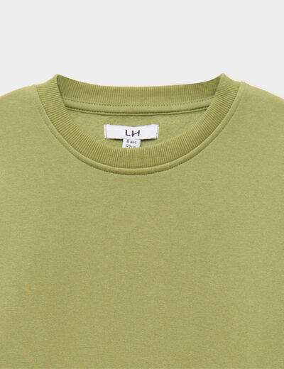 Sweat oversize manches longues col rond vert pastel gar&ccedil;on