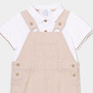 Ensemble salopette et polo coton sable b&eacute;b&eacute; gar&ccedil;on