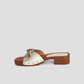 mules sabots a boucles en cuir creeks jaune or femme Mules sabots à boucles en cuir Creeks jaune or femme