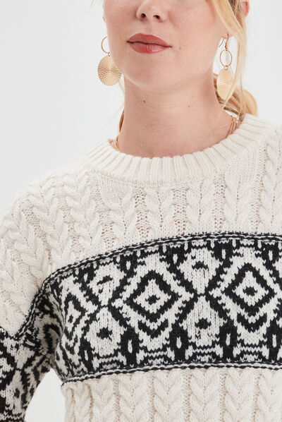 Pull avec torsades Liberto ecru femme
