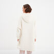 Poncho plaid &agrave; capuche effet polaire ivoire femme