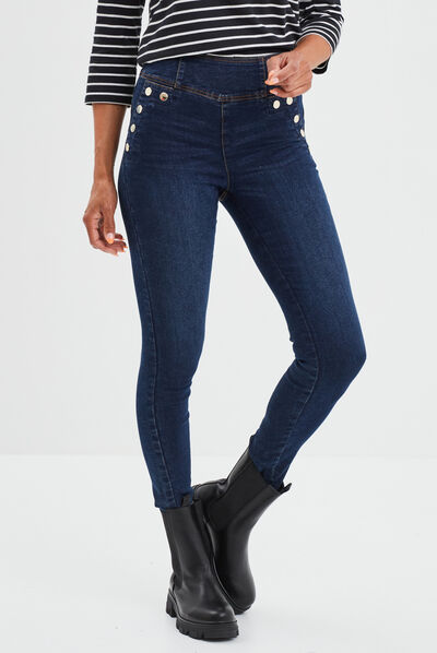 Jeans slim push-up à pont denim blue black femme