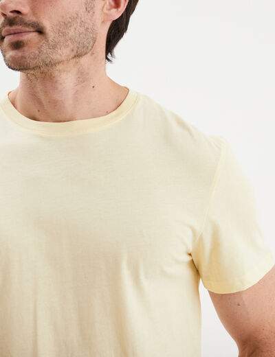 T-shirt droit en coton manches courtes jaune clair homme