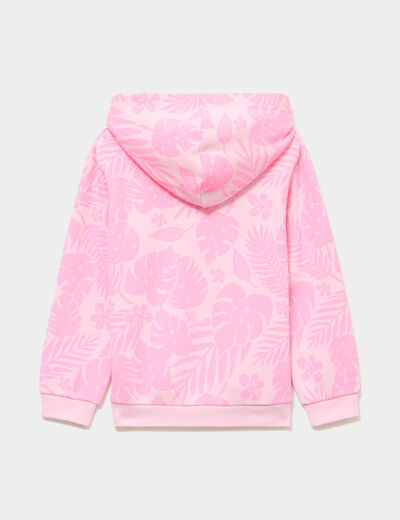 Sweat hoodie 1 poche &agrave; capuche rose fille