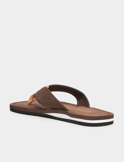 Tongs effet cuir marron homme